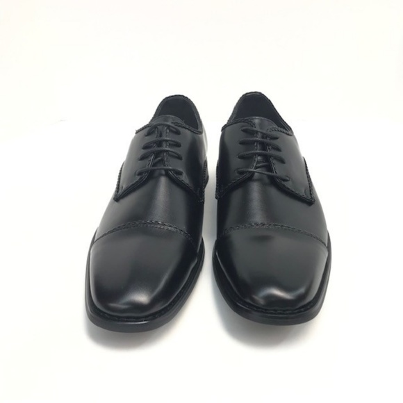 Amali Men\'s Black Oxford Dress Shoes Smooth Cap Toe with Braids Size 10 Romano